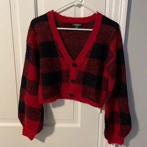 Cropped plaid cardigan